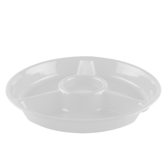 Kitchen utensil- 3-slice snack plate 24.5 cm (BPA FREE Polypropylene) White